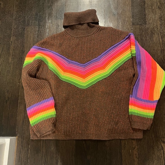 Colorful Striped Christopher John Rogers Turtleneck Sweater - Picture 2 of 3